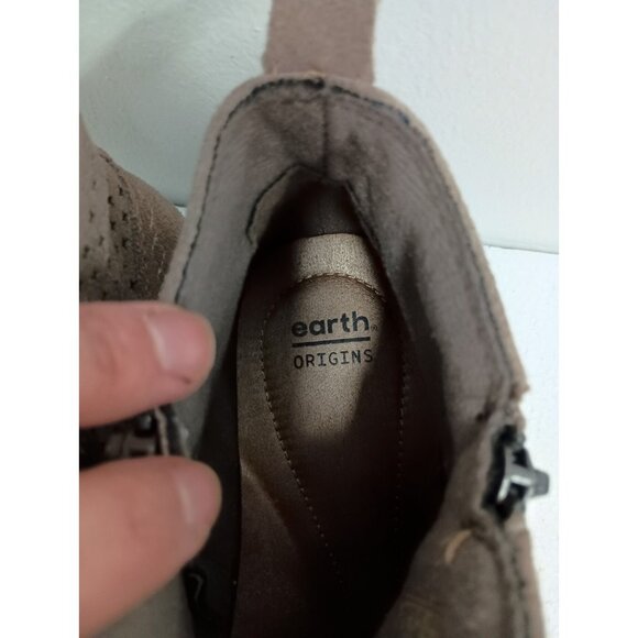 Earth Origins Ankle Booties Womens Sz 9 Tan Suede Naville Comfort Side Zip Shoes - Picture 5 of 12